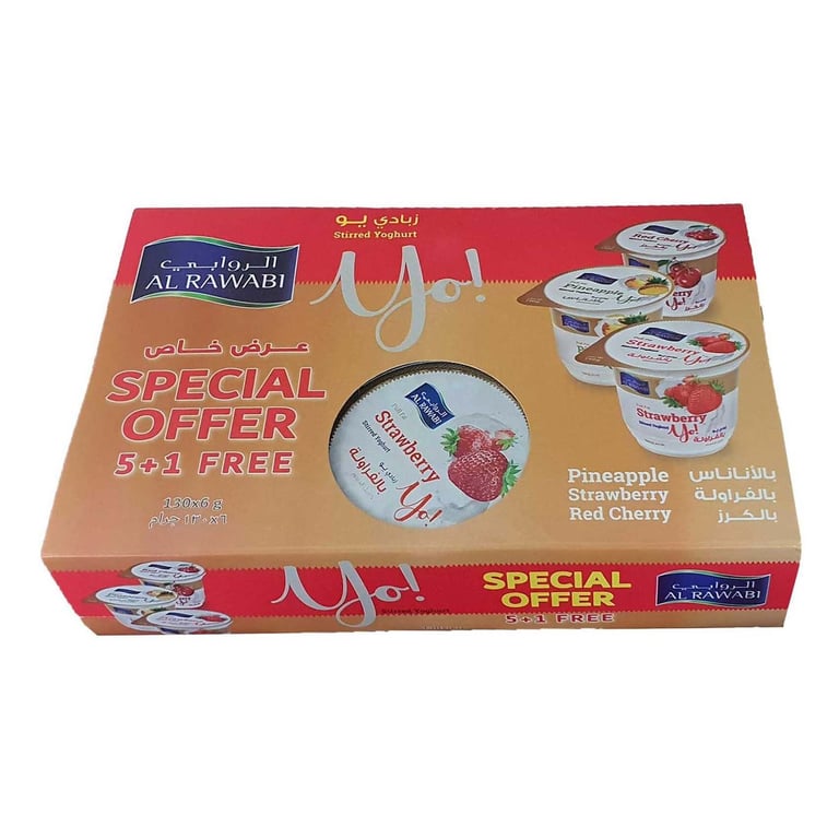 Al Rawabi Mixed Fruit Yoghurt 130g Pack of 6