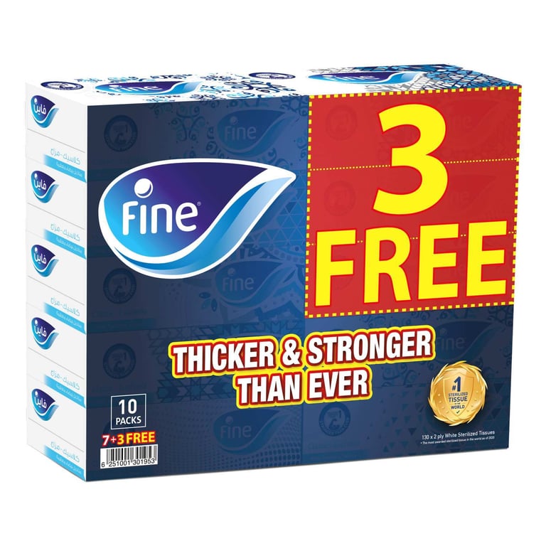 Fine Facial Tissue 130 Sheets X 2 Ply Pack Of 7 + 3 Free  Packs Classic Variety &nbsp;