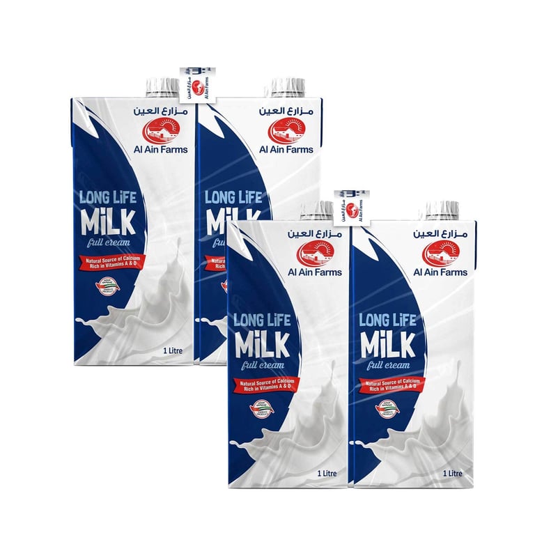 Al Ain Long Life Full Cream Milk 1L Pack of 4