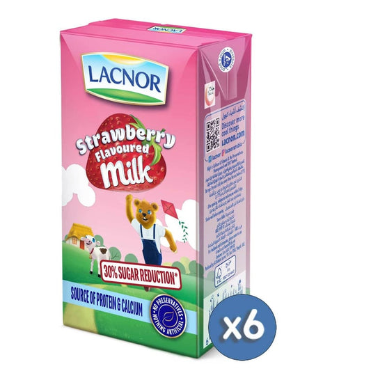 Lacnor Strawberry Flavoured Milk 125ml Pack of 6