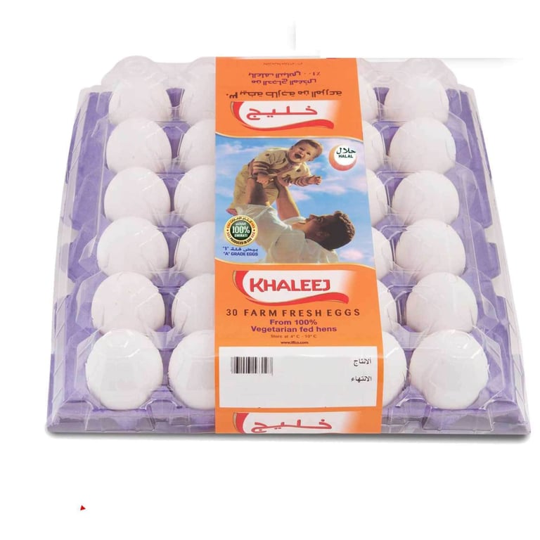 Khaleej White Medium Eggs 30 PCS