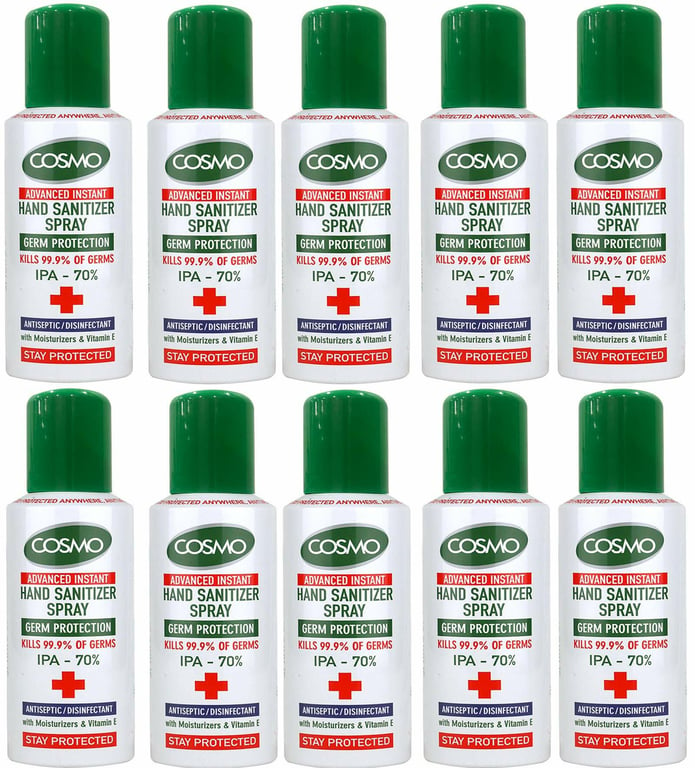 Cosmo Advanced Instant Hand Sanitizer Spray - 150ml, Pack Of 10