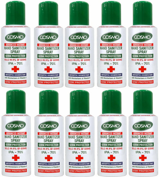 Cosmo Advanced Instant Hand Sanitizer Spray - 150ml, Pack Of 10