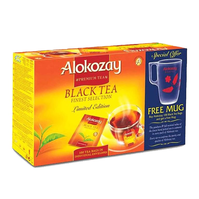 Alokozay Black Tea Finest Selection Teabags With Mug 100 Tea Bags