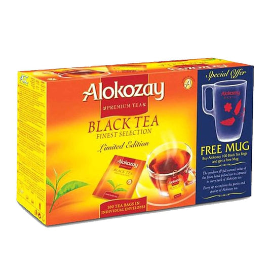 Alokozay Black Tea Finest Selection Teabags With Mug 100 Tea Bags