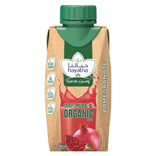 Hayatna 100% Pure No Added Sugar Organic Pomegranate Juice 180ml