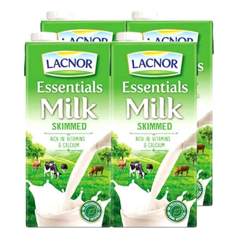 Lacnor Essentials Skimmed Milk 1L Pack of 4