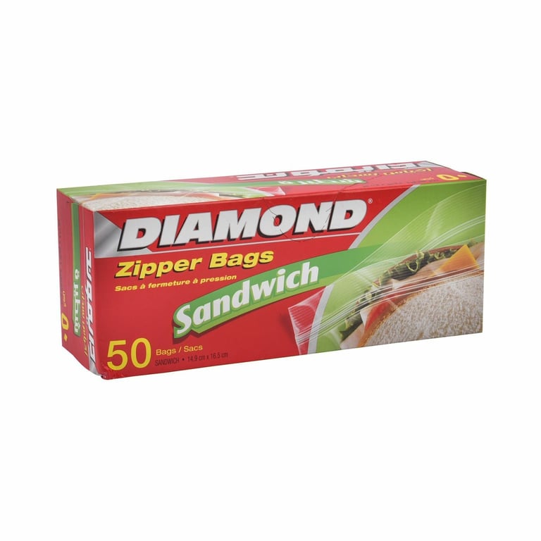 Diamond Sandwich Zipper Bags Clear 50 Bags