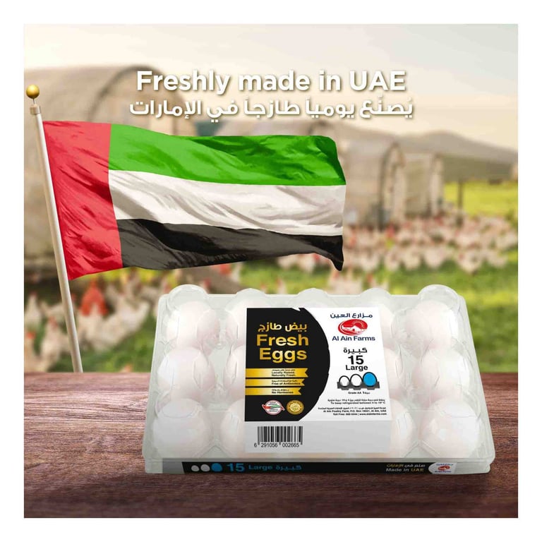 Al Ain Farms Fresh Large White Eggs 15 PCS