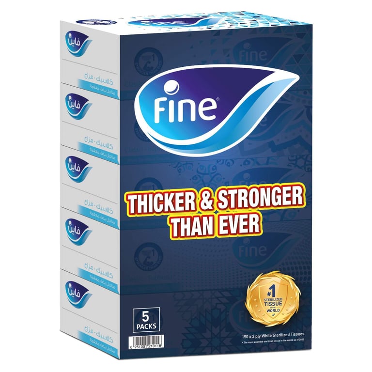 Fine Facial Tissue 150 Sheets X 2 Ply Pack Of 5&nbsp;Classic