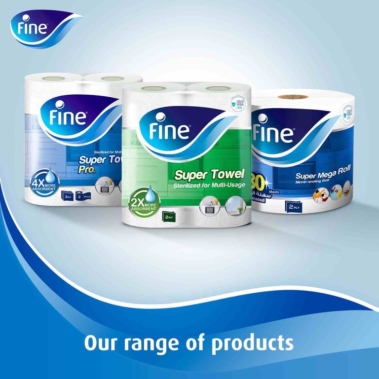 Fine Kitchen Tissue Roll Super Towel Pro 60 Sheets X 3 Ply 8 Rolls