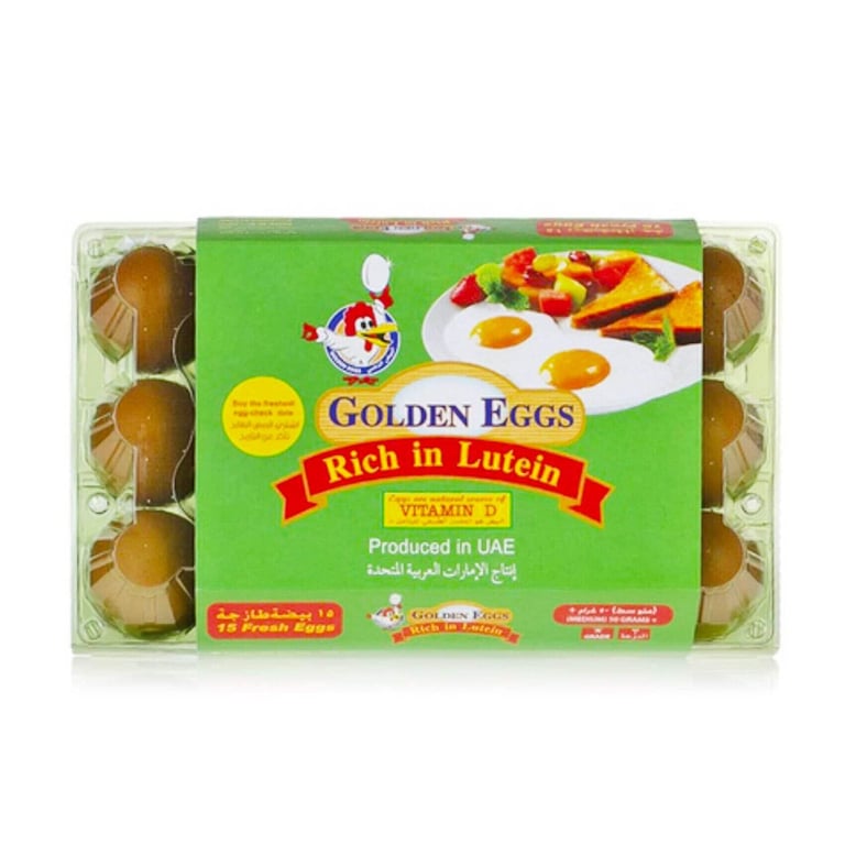 Al Jazira Golden Eggs Rich In Lutein Medium Brown/White Eggs 15 PCS