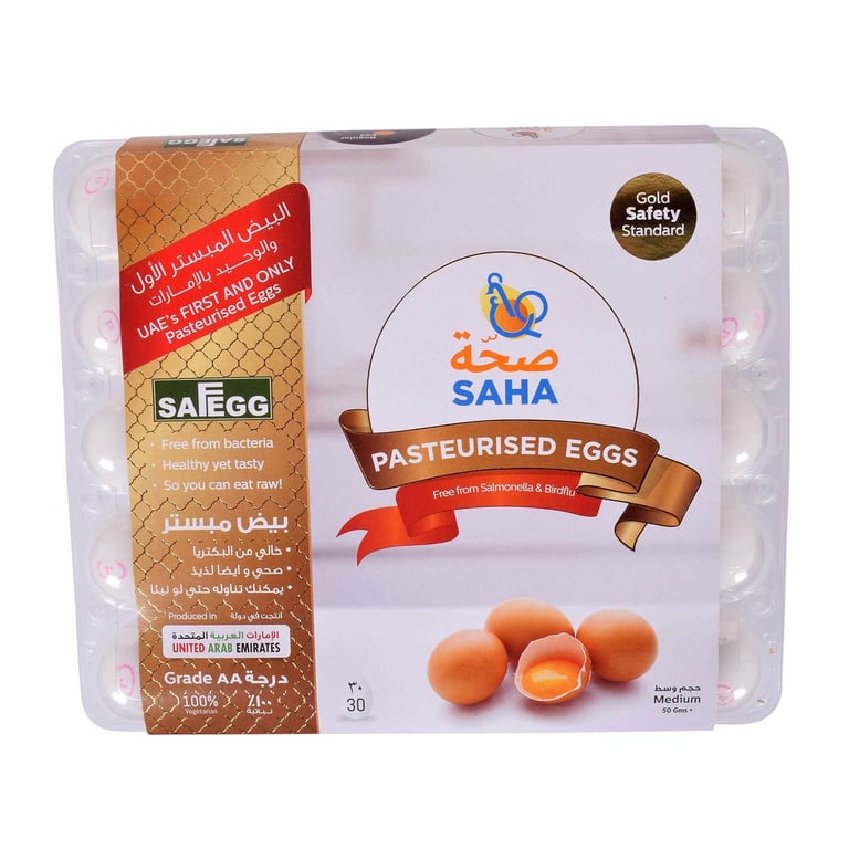 Saha Pasteruized Medium White Eggs 30 PCS