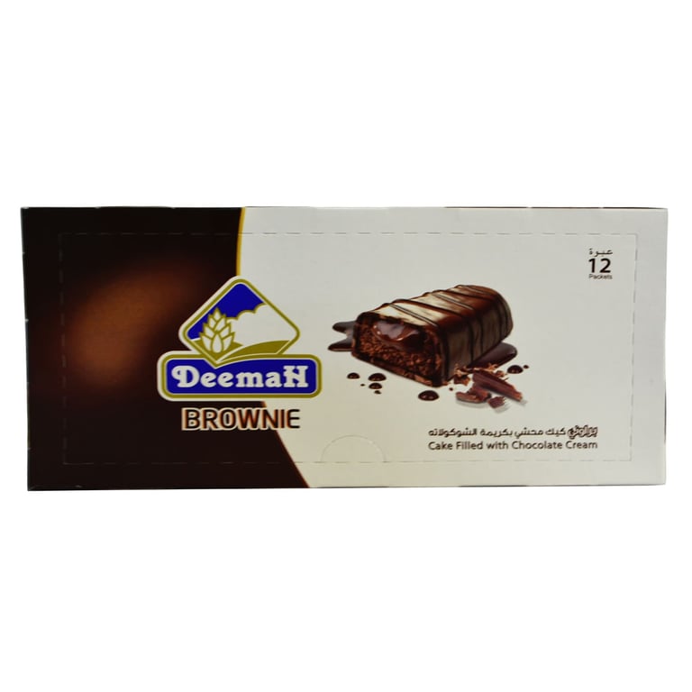 Deemah Brownie Cake Filled With Chocolate Cream 37g Pack of 12