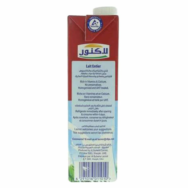 Lacnor Essentials UHT Full Fat Milk 1L