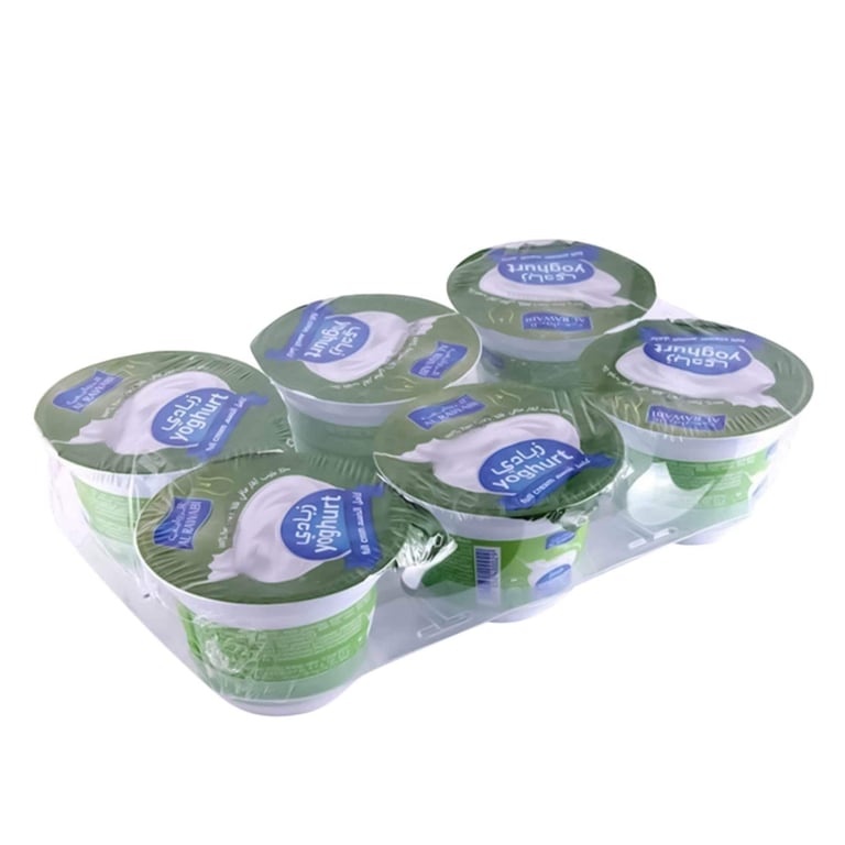 Al Rawabi Full Fat Plain Yoghurt 90g Pack of 6