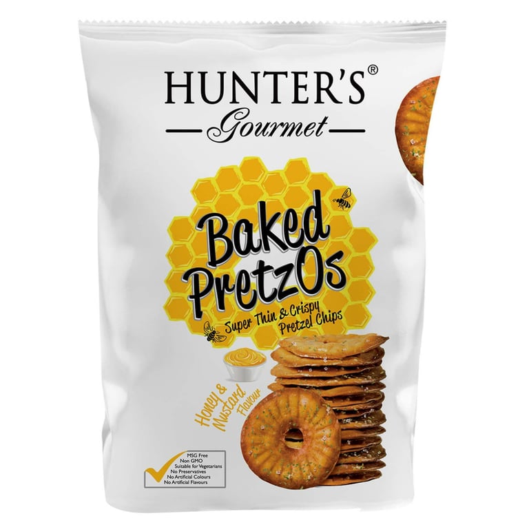 Hunter Foods Hunters Gourmet Baked Pretzos Honey And Mustard Flavour 160g