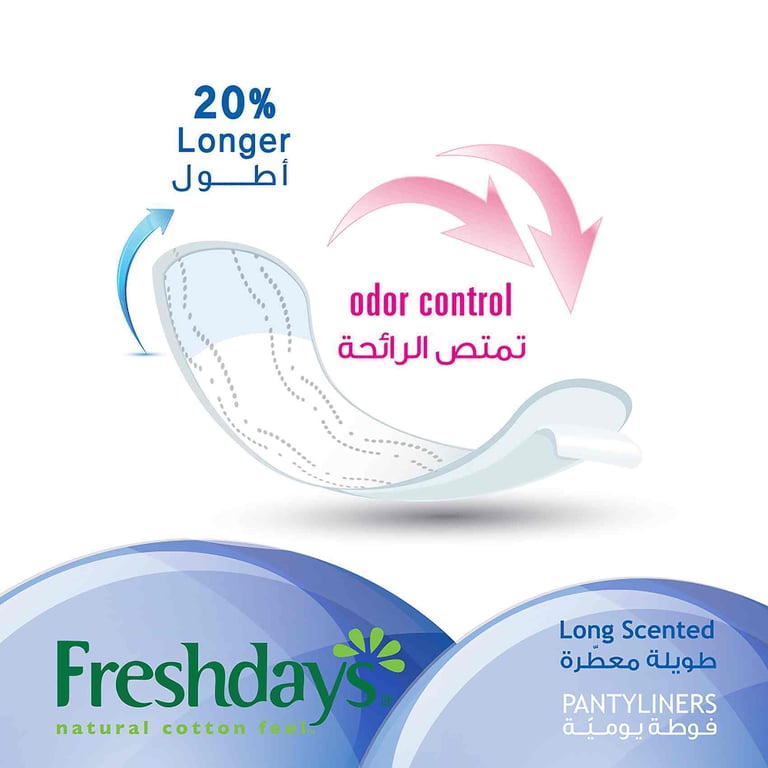 Freshdays Natural Cotton Feel Long Scented Pantyliners 72 Count