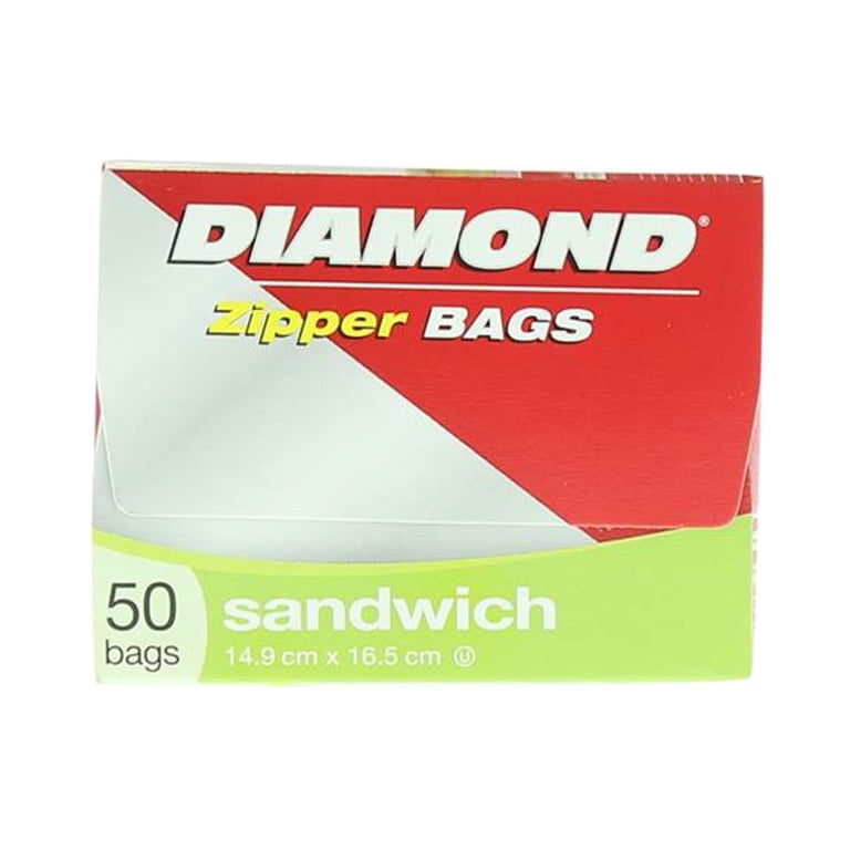 Diamond Sandwich Zipper Bags Clear 50 Bags