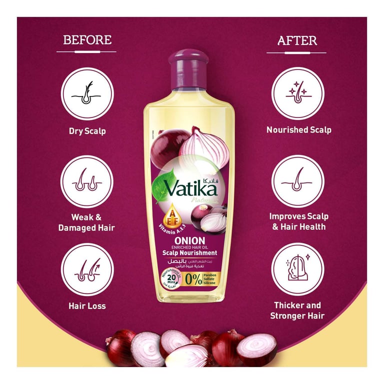 Vatika Naturals Onion Enriched Hair Oil Clear 300ml