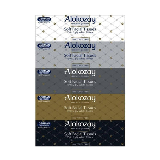 Alokozay Soft Facial Tissue 150 Sheets Pack of 5