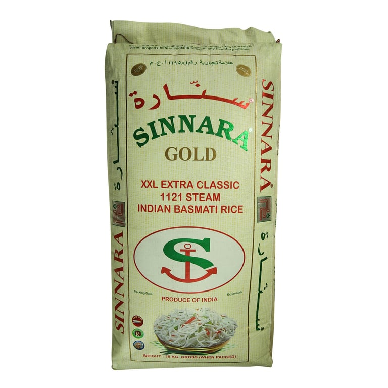 Sinnara Gold XXL Extra Classic 1121 Steam Indian Basmati Rice 38kg