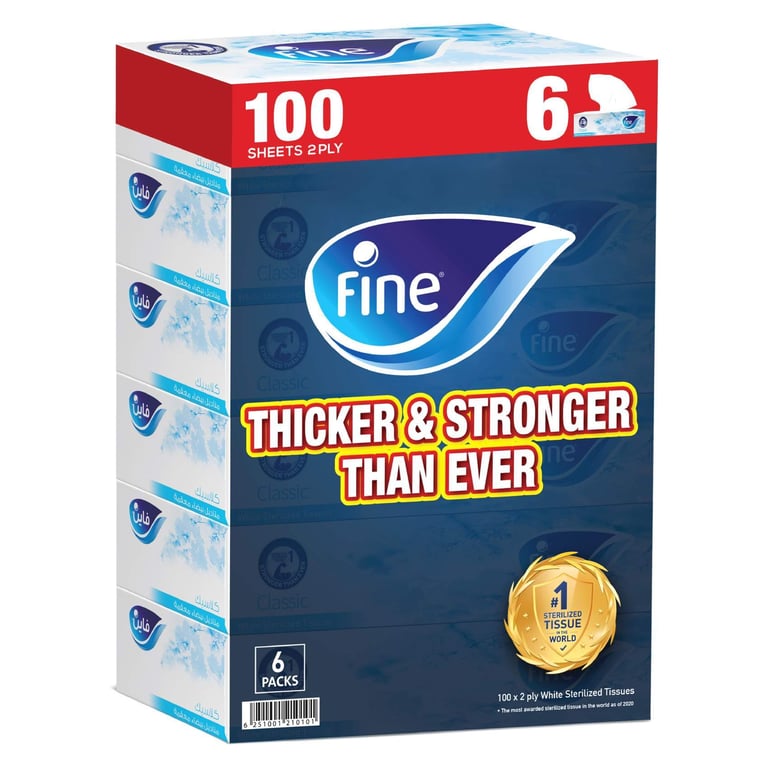 Fine Facial Tissue 100 Sheets X 2 Ply Pack Of 6