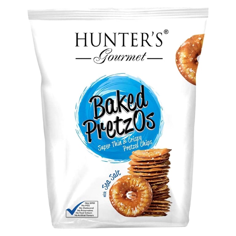 Hunters Gourmet Baked Pretzos With Sea Salt 180g