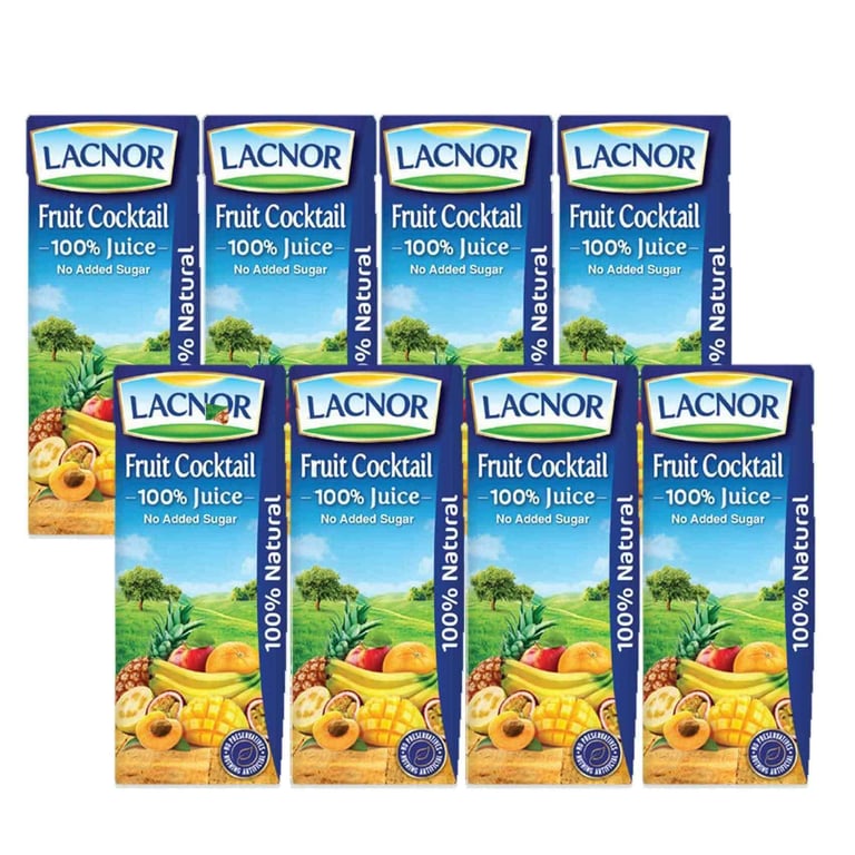 Lacnor No Added Sugar Fruit Cocktail Juice 180ml Pack of 8