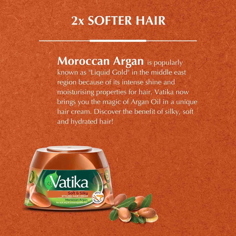 Dabur Vatika Naturals Moroccan Argan Soft And Silky Hair Cream Brown 140ml