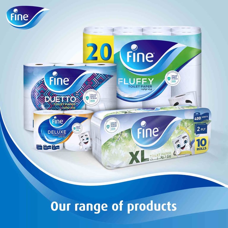 Fine Comfort Xl Toilet Tissue Roll 250 Sheets X 2 Ply Bundle 10 Rolls