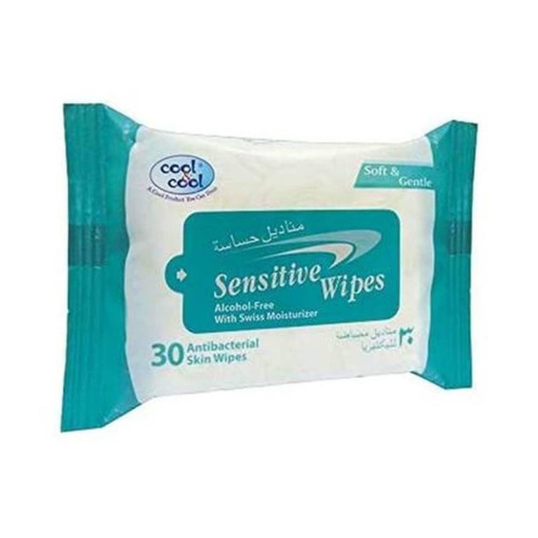 Cool &amp; Cool Sensitive Anti-Bacterial Wet 30 Wipes