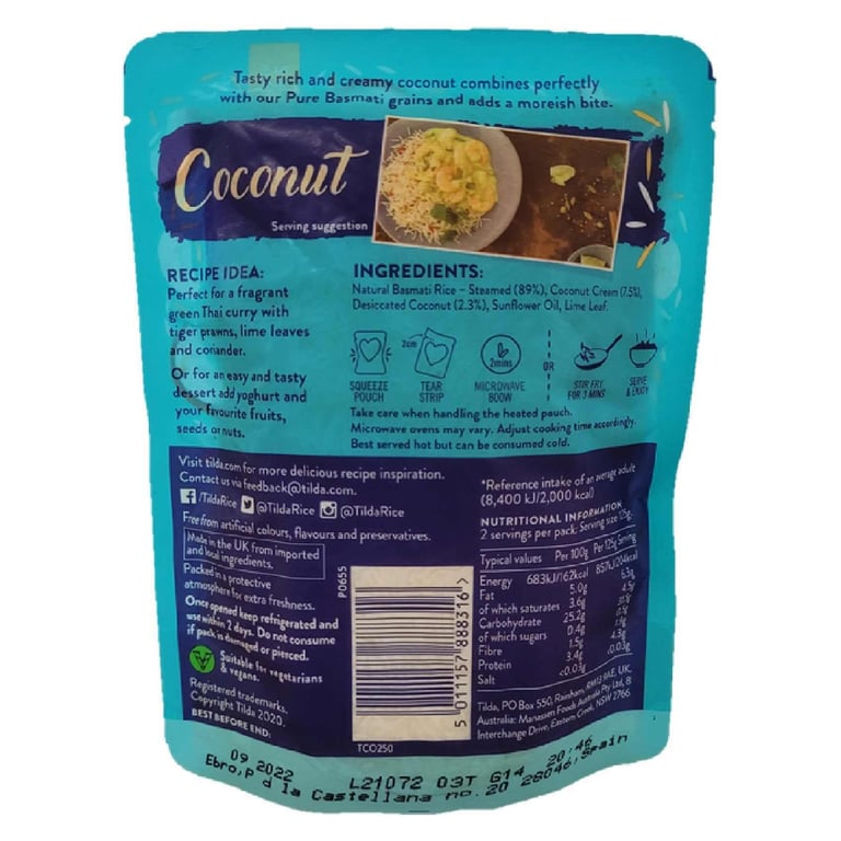 Tilda Coconut Basmati Rice 250g