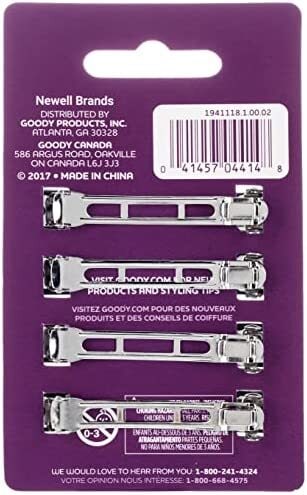 Goody 1941118 Classics Barrette Auto Clasp, Oblong, 4 Units