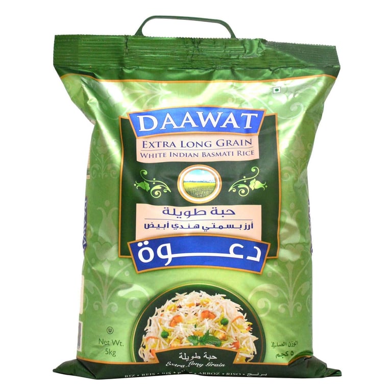 Daawat Extra Long Grain White Indian Basmati Rice 5kg