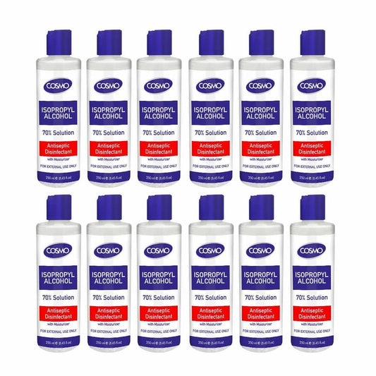 Cosmo Isopropyl Alcohol, 70% Solution Liquid - 250ml, Pack Of 12