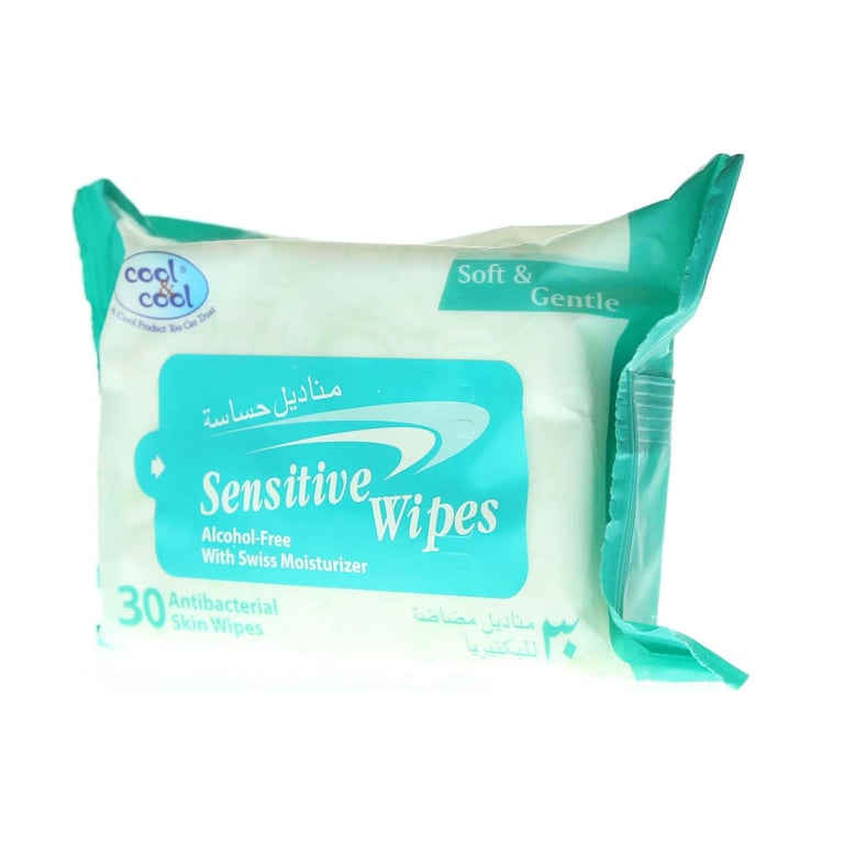 Cool &amp; Cool Sensitive Anti-Bacterial Wet 30 Wipes