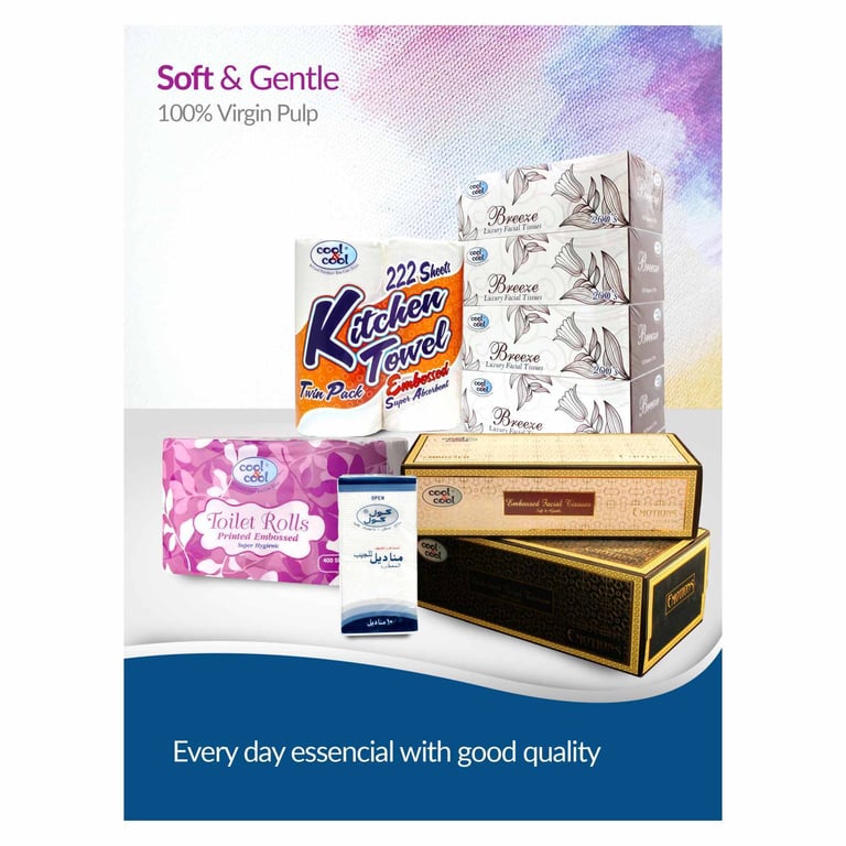 Cool &amp; Cool Soft And Gentle Mini Tissues White 10 Sheets Pack of 12