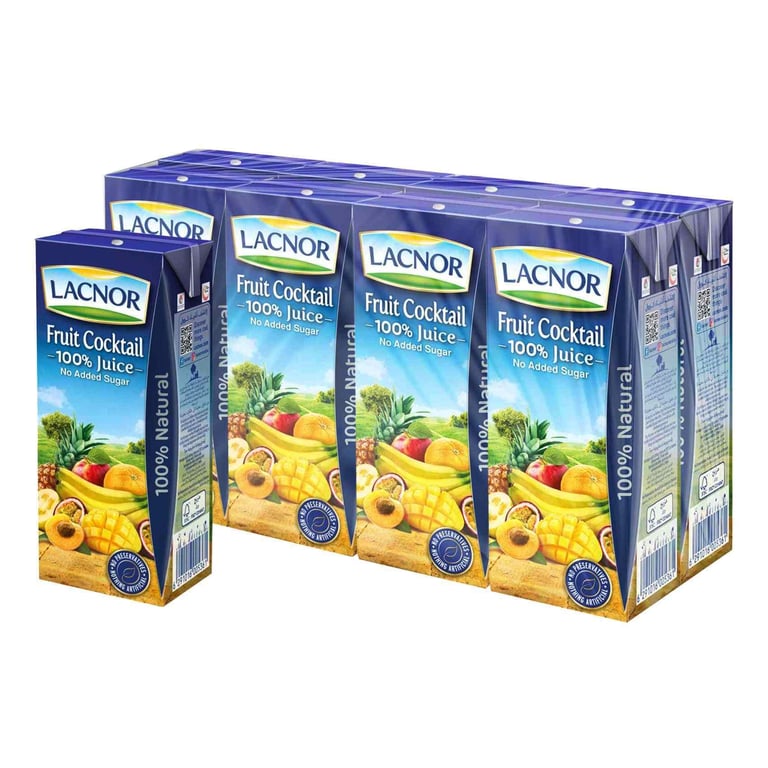 Lacnor Essentials Fruit Cocktail Juice 180ml Pack of 8