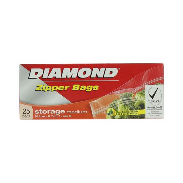 Diamond Storage Zipper Bags Medium Clear 25 Bags