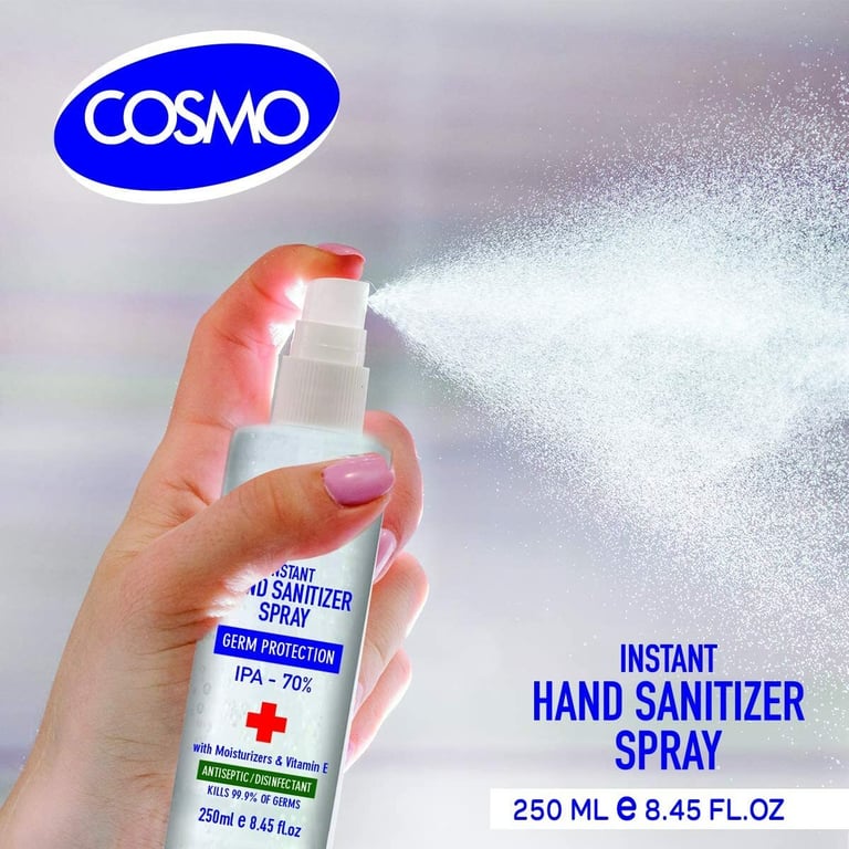 Cosmo Instant Hand Sanitizer Spray - 250ml, Pack Of 12