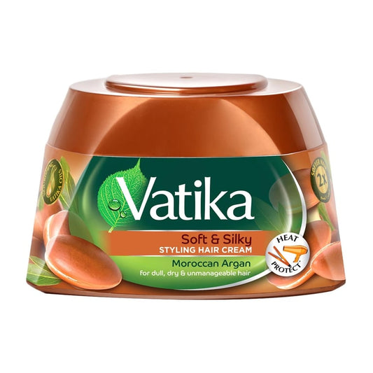 Dabur Vatika Naturals Moroccan Argan Soft And Silky Hair Cream Brown 140ml