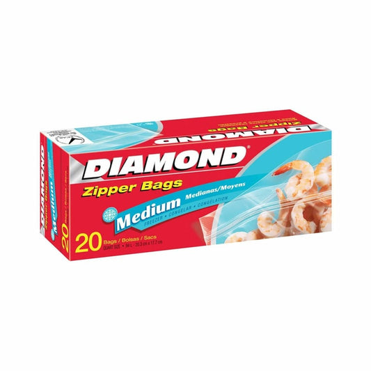 Diamond Freezer Zipper Medium Clear 20 Bags