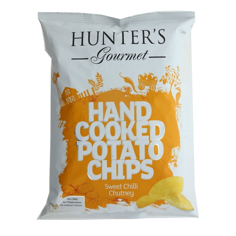 Hunters Gourmet Hand Cooked Potato Chips Sweet Chilly Chutney 125g