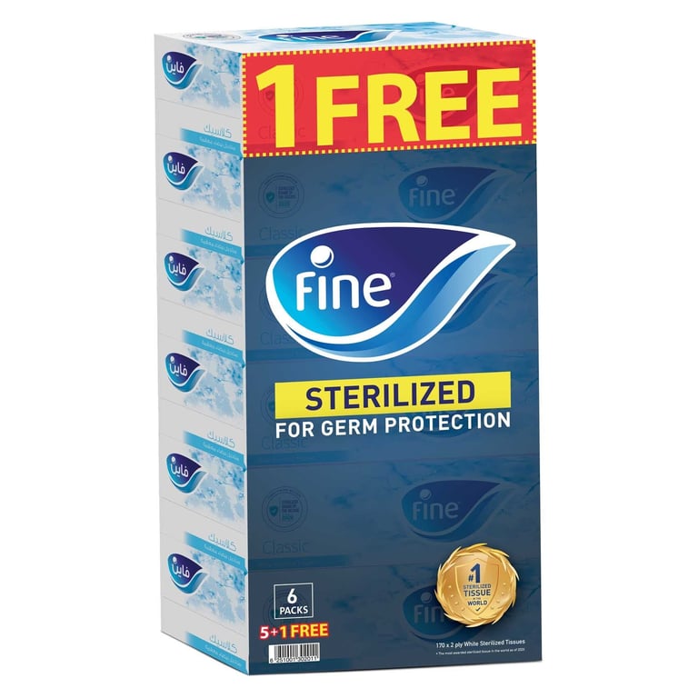 Fine Facial Tissue Classic 170 Sheets X 2 Ply Bundle Of 5 + 1 Free Pack