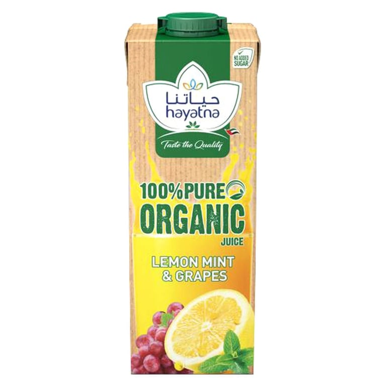 Hayatna 100% Pure Organic Lemon Mint And Grapes Juice 1L